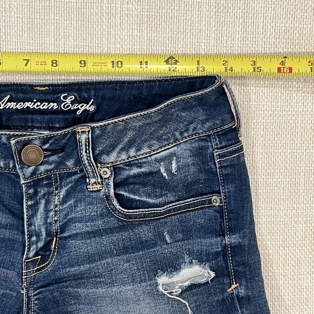 American Eagle Women's 4 Short Shorts Jean Dark Wash Super Stretch Blue #0704 - Picture 4 of 5
